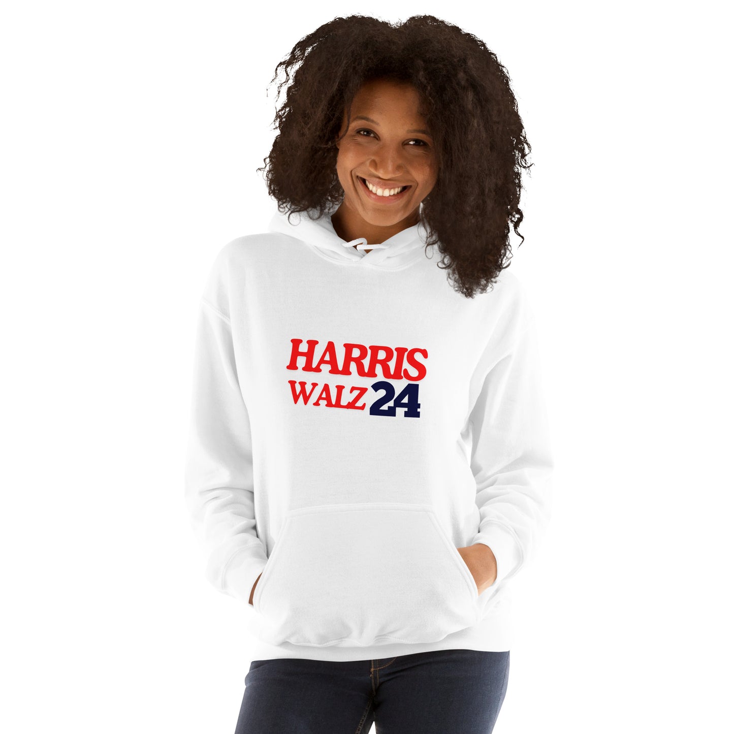 "Harris Walz '24" Hoodie (White)